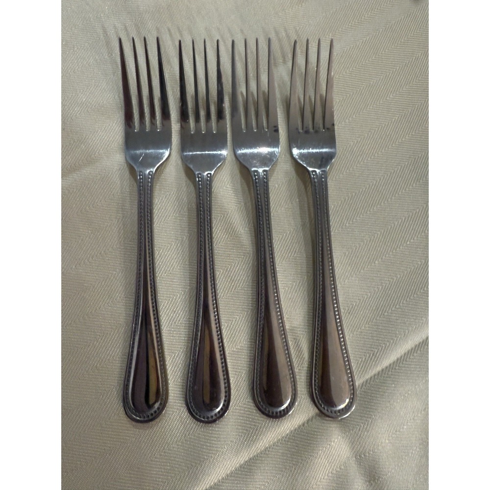 10 Strawberry Street Beaded Edge Dinner Forks Set of 4 Stainless Steel
